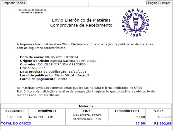 Aviso Manifestação Insteresse