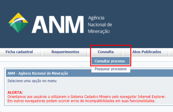 Acesse Consultar processo conforme imagem abaixo