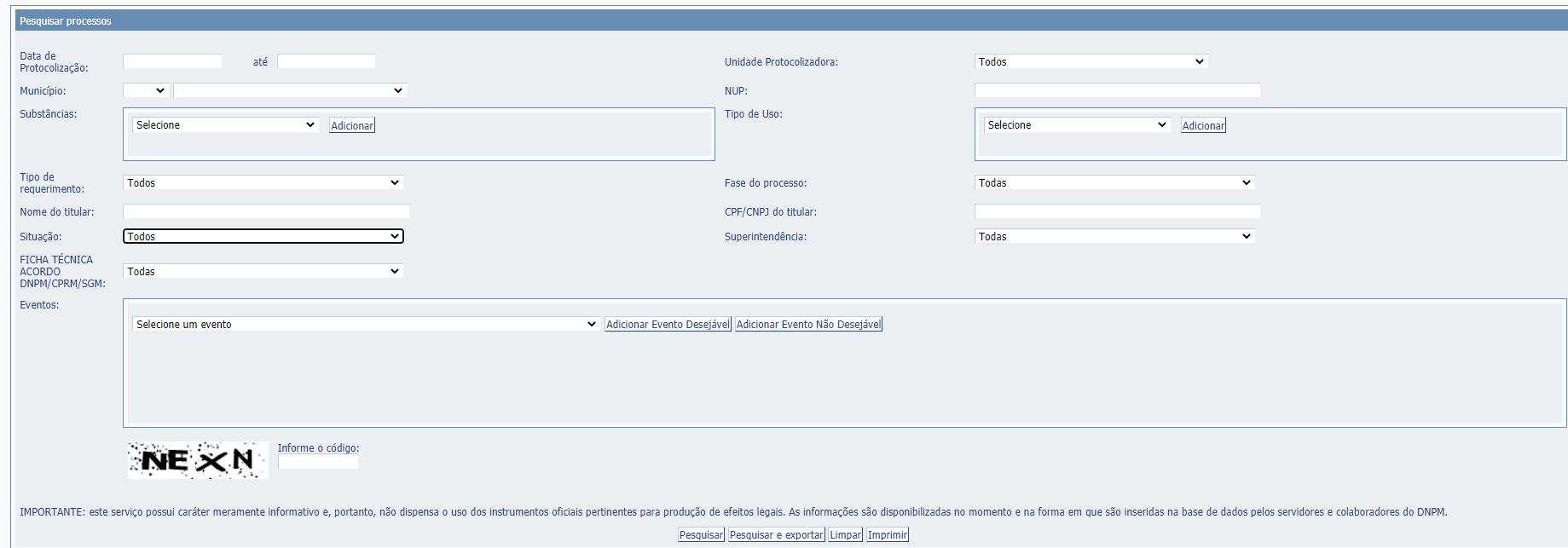 Defina a pesquisa utilizando uma ou mais das opções disponíveis