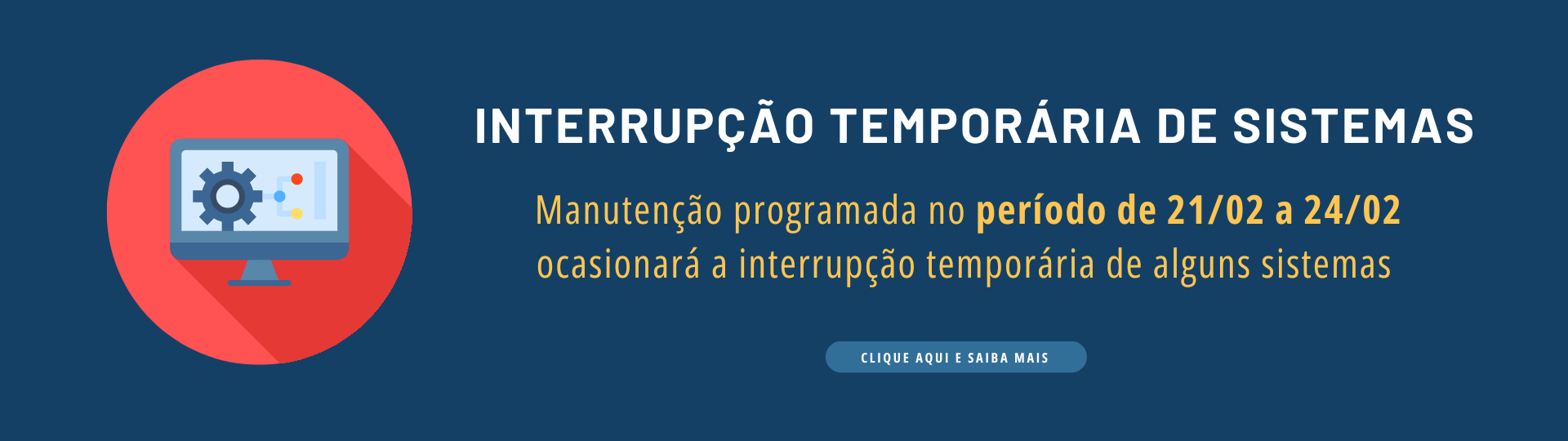 banner interrupção de sistema