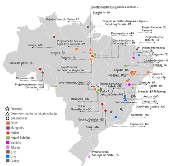 Mapa minerais críticos e estratégicos