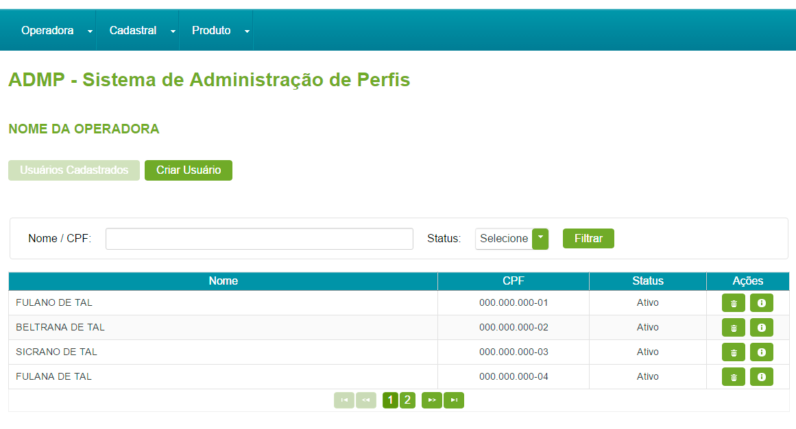 Bloqueio de usuário.