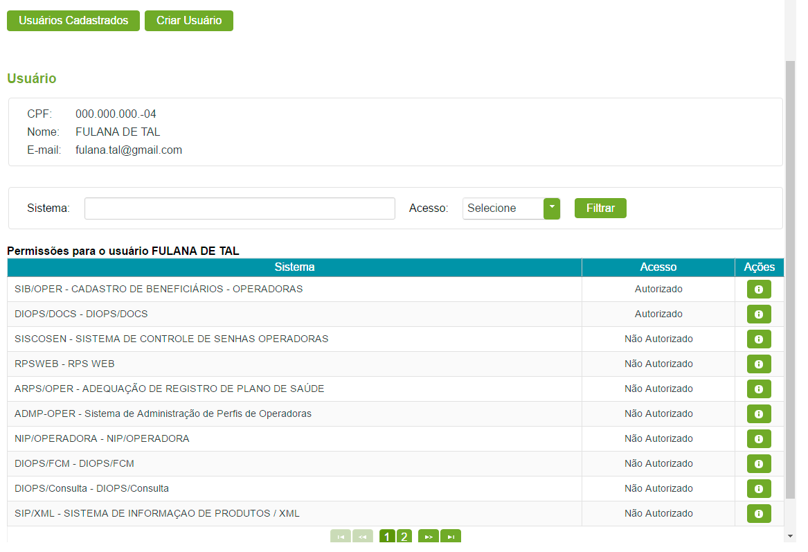 Concedendo acesso a outros sistemas.