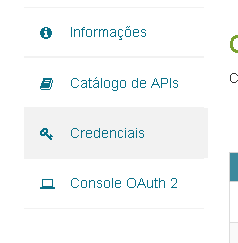 oauth Acessando a funcionalidade Credenciais