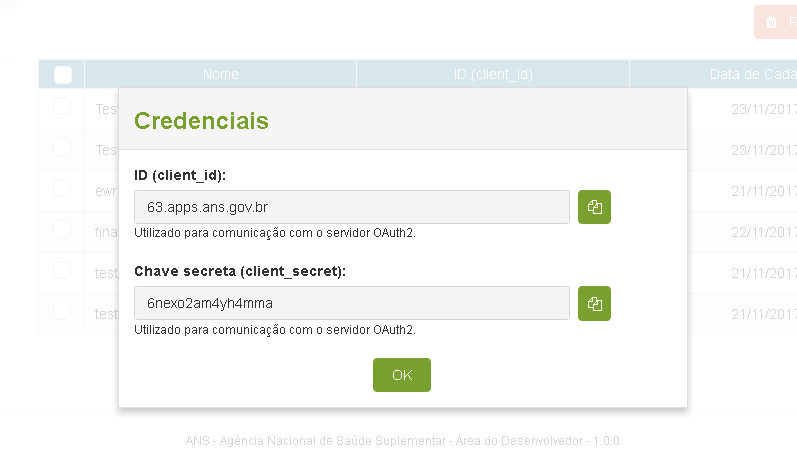oauth adicionar um novo cliente oauth passo 1