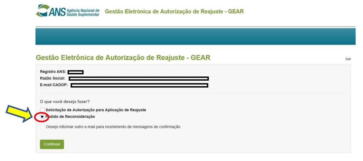 Selecionando a opção desejada