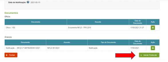 Imagem da tela visualizar notificação.