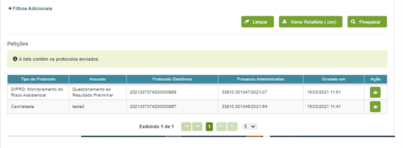 Imagem da tela de resultados.