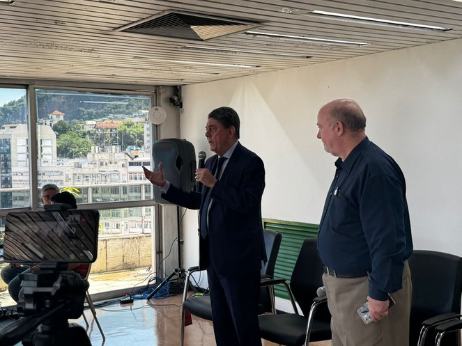 Diretor-presidente da ANS, Wadih Damous, durante Espaço Aberto promovido para o público interno