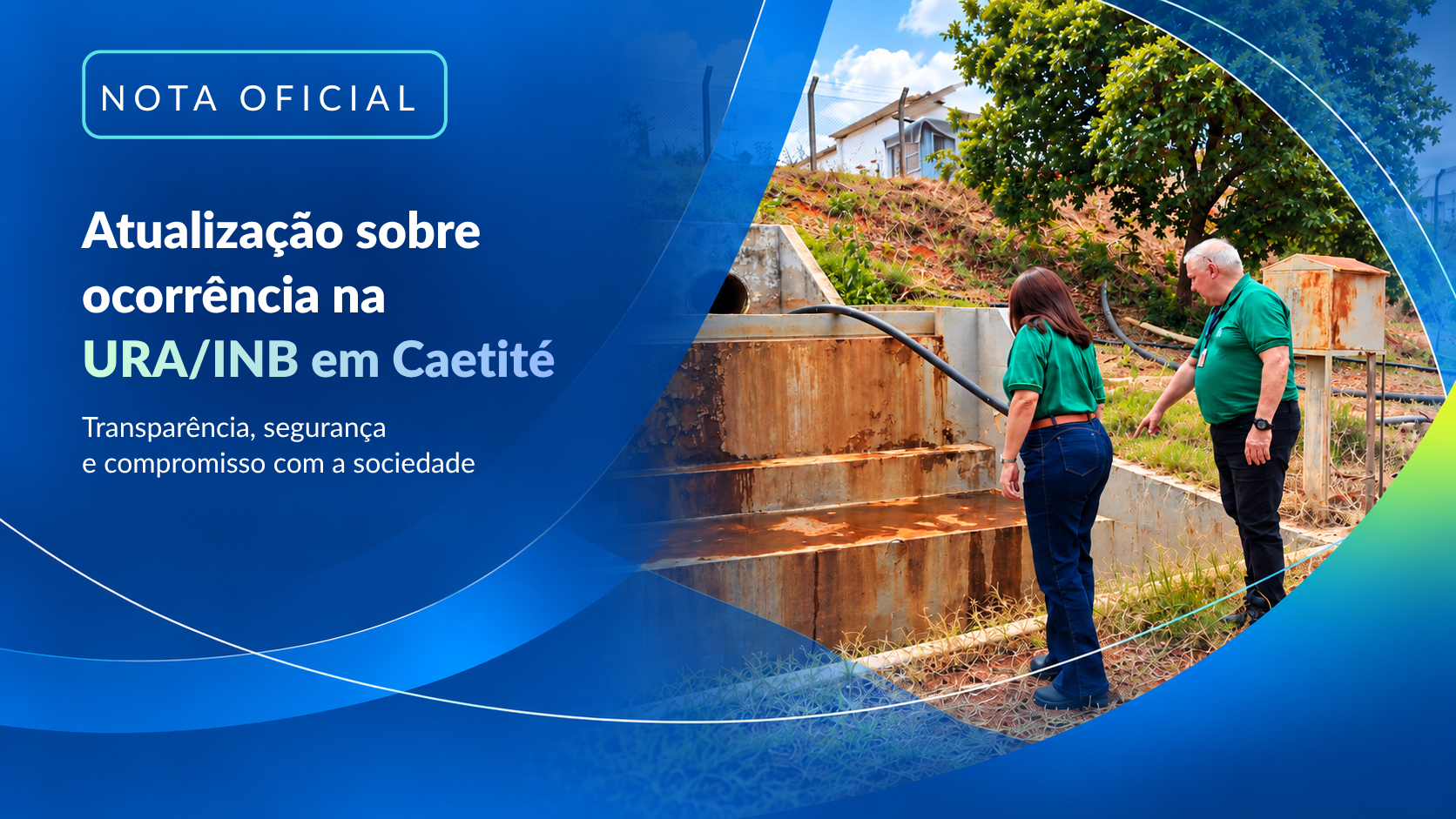 Inspetores da ANSN continuam no local acompanhando as medidas adotadas pela INB. (Arte sobre foto: Divulgação ANSN)