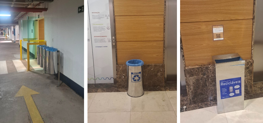 Lixeiras padronizadas e identificadas por cor