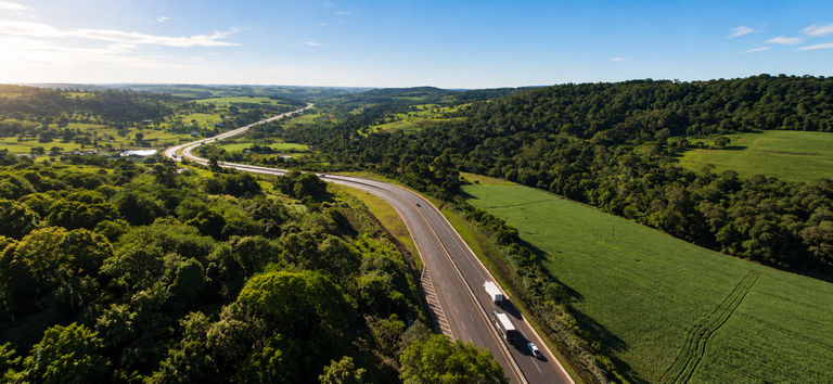 IMAGEM DA RODOVIA COM AREA VERDE AO LADO