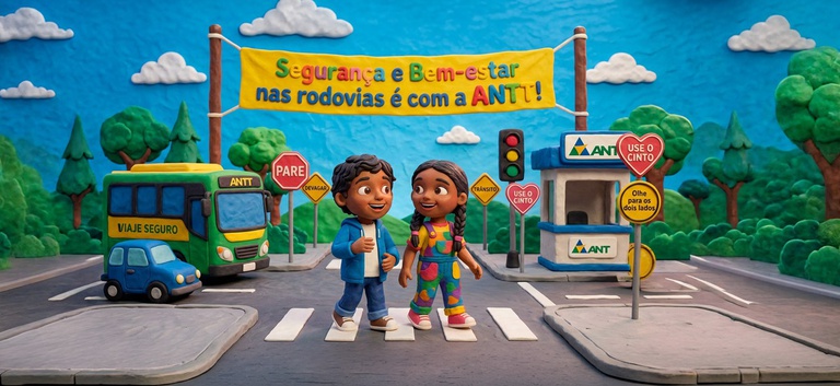IMAGEM COM DUAS CRIANÇAS PASSANDO NA FAIXA NA RODOVIA