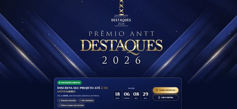 Print do site da ANTT Prêmio Destaques