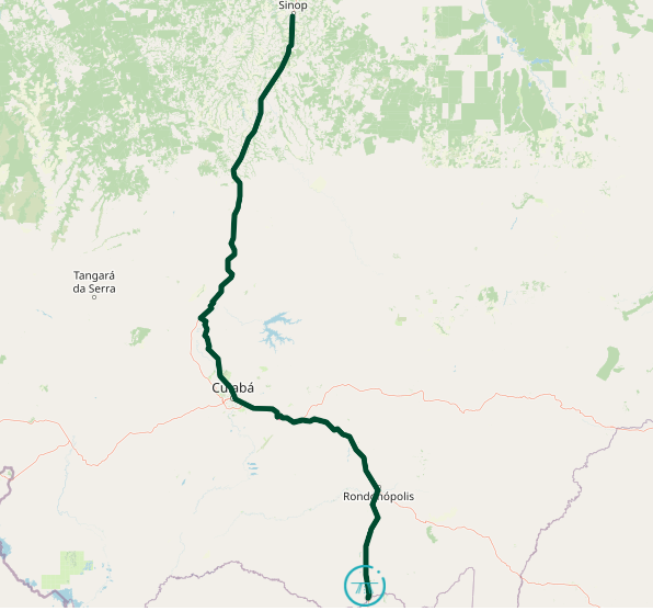 Mapa - Rodovia - BR-163 - MS Rota do Pantanal