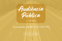 ANTT abre Audiência Pública nº 14/2022 sobre concessão da BR-153/262/GO/MG