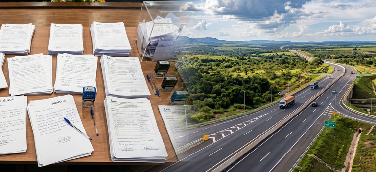 Papeis da audiência pública sobre a rodovia  Ecovias do Araguaia