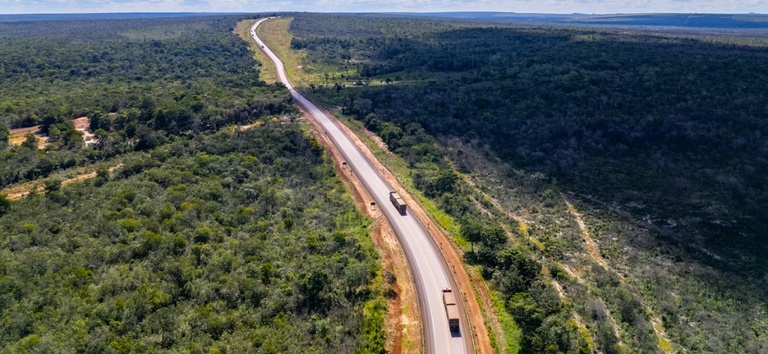 Foto aérea do trecho da BR concedida