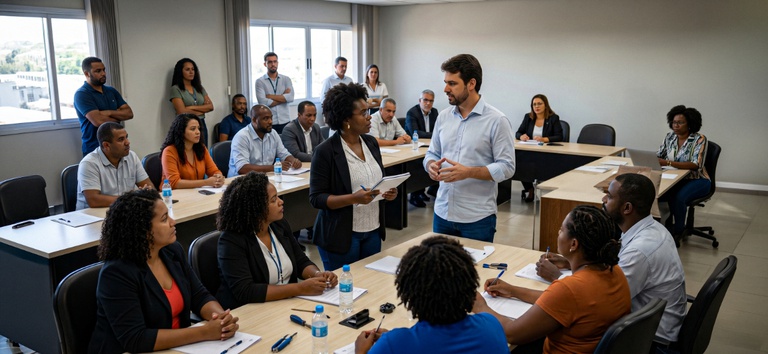 Imagem com pessoas em reunião