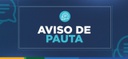 imagem escrito AVISO DE PAUTA, com fundo azul