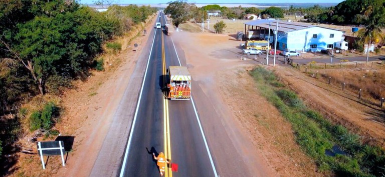 Foto mostrando parte do trecho da rodovia Rota Agro Central