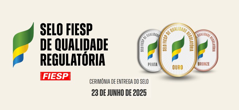 Arte mostrando a logo da FIESP e o selo do prêmio FIESP categoria ouro