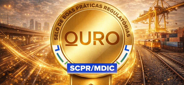 Imagem mostrando o selo ouro que a ANTT ganhou