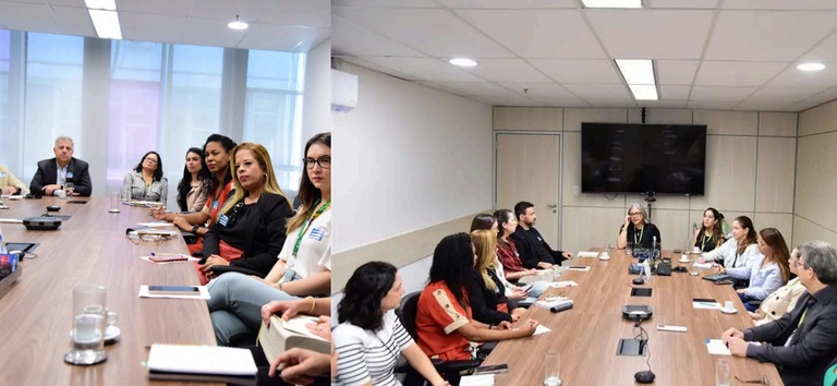 Foto mostrando a reunião entre representantes da ANTT e ANEEL