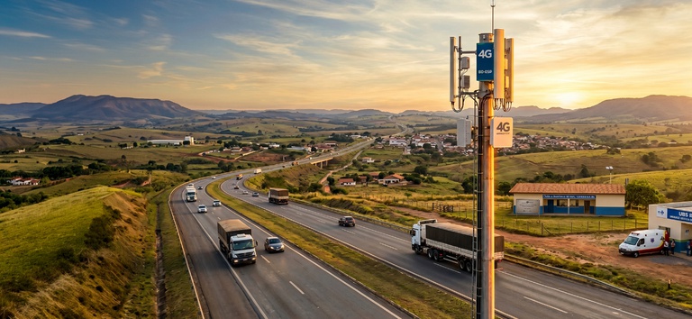 enorme antena 4g numa rodovia