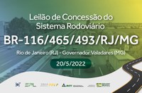 ANTT realiza leilão da BR-116/465/493/RJ/MG nesta sexta (20/5)