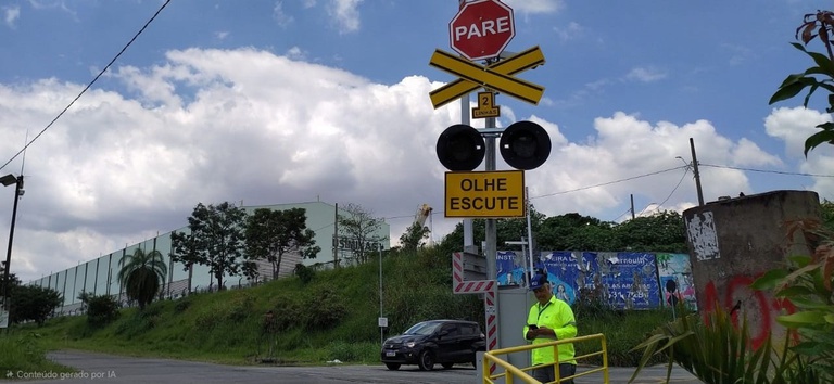 IMAGEM COM UMA FERROVIA, AGENTES DA ANTT E UMA PASSAGEM EM NIVEL
