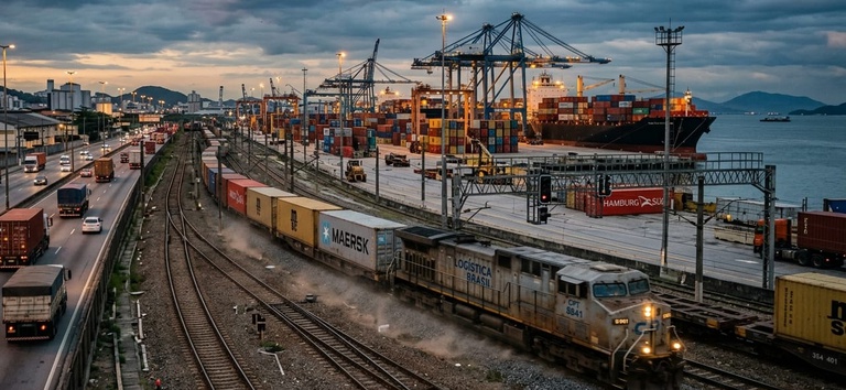 fusão entre modais terrestres -rodovia, ferrovia e portos