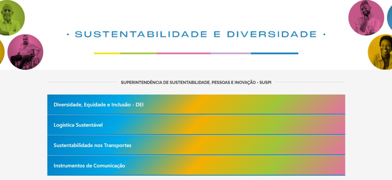 Print mostrando a página da Sustentabilidade