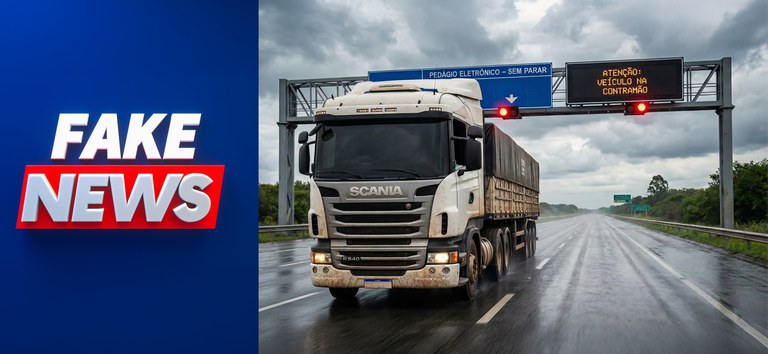 foto mostrando caminhão passando embaixo do pórtico