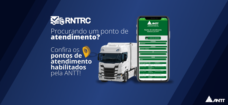 Banner com fundo azul mostrando print do BI que traz os pontos de atendimento