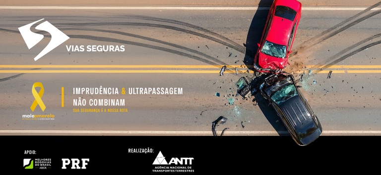 banner Via Seguras - carros em colisão frontal