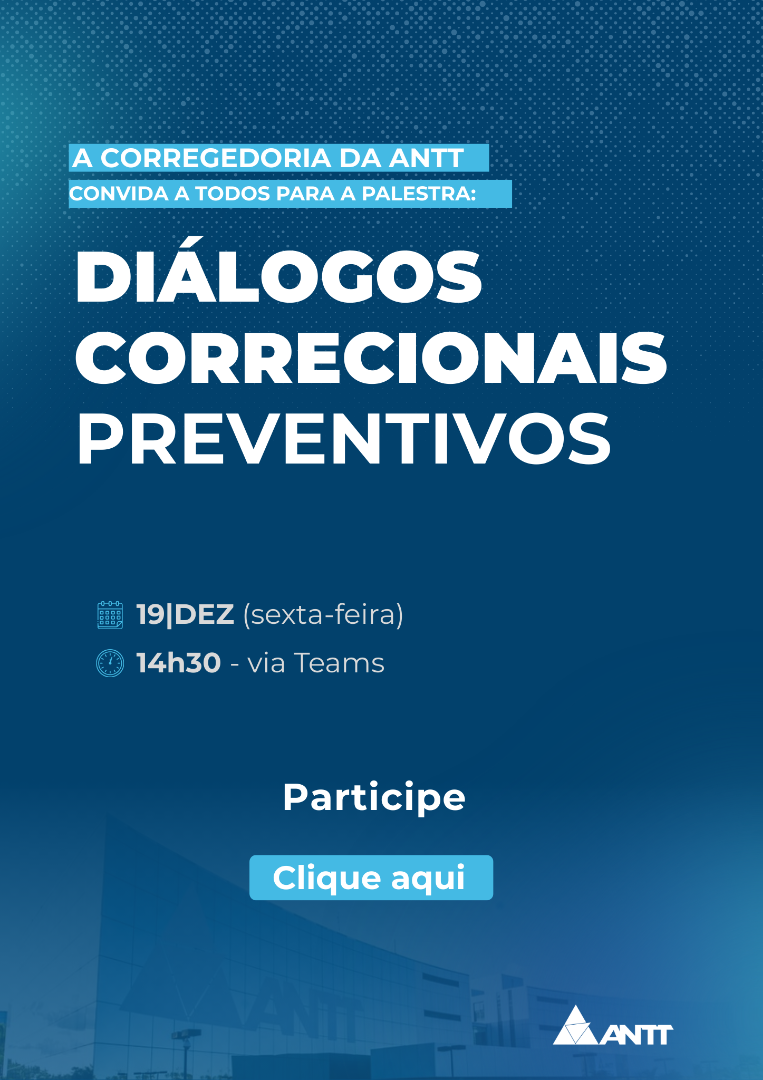 Registro do Diálogo Correcional realizado pela Corregedoria da ANTT via Microsoft Teams, em dezembro de 2025