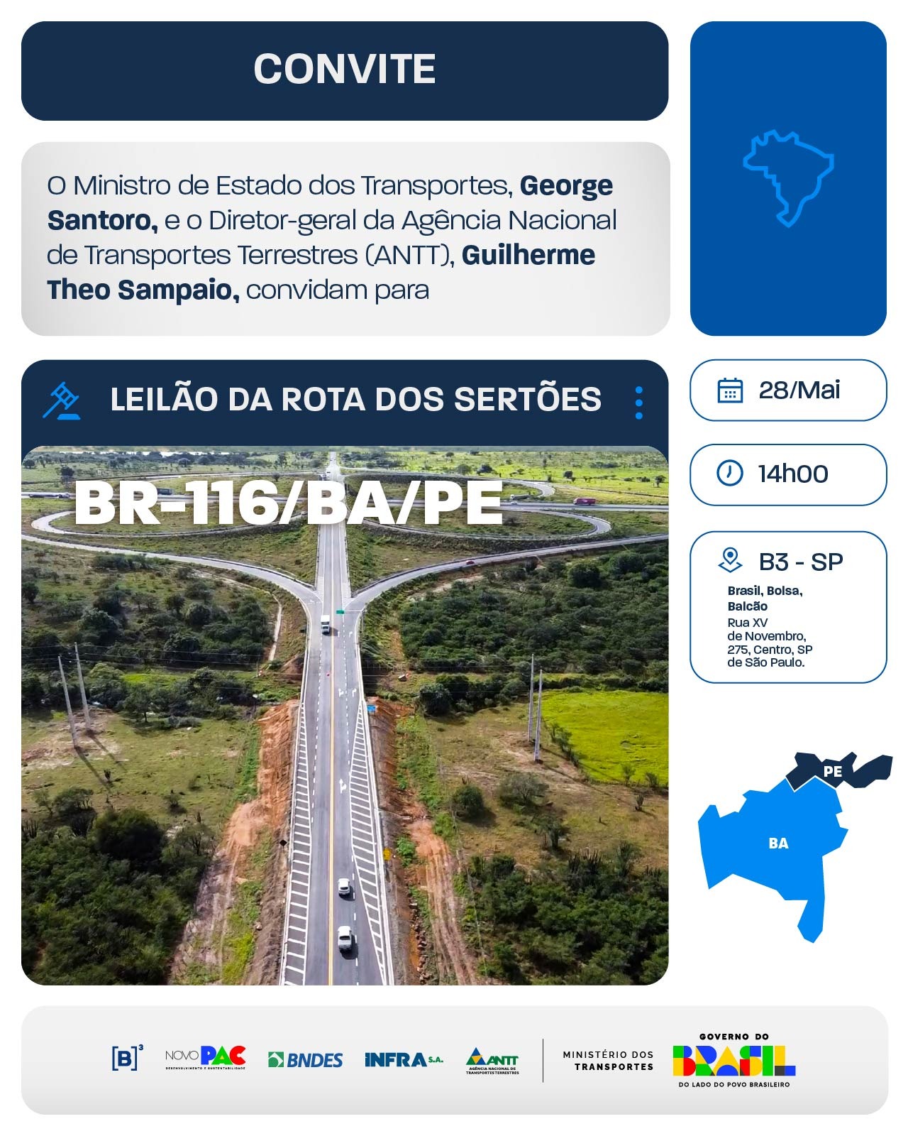 Leilão da BR-116/BA/PE e BR-324/BA - "Rota dos Sertões"