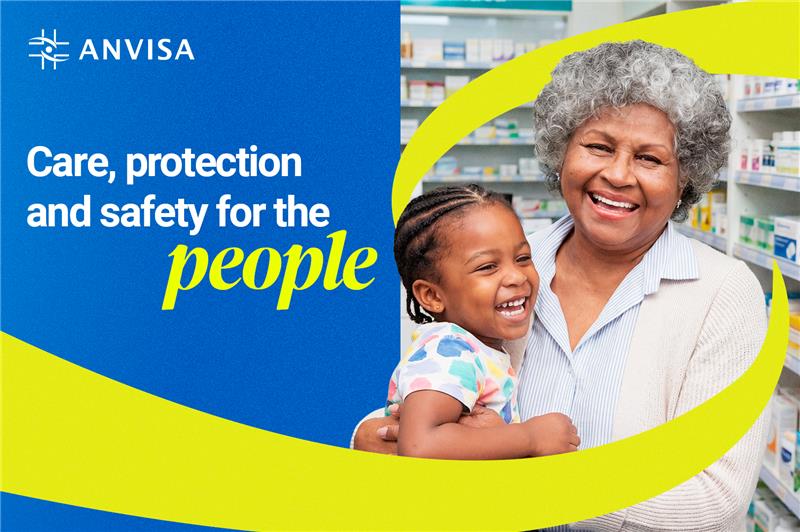 Picture showing a mother with her child, with the sentence: Care, protection, and safety for the people.