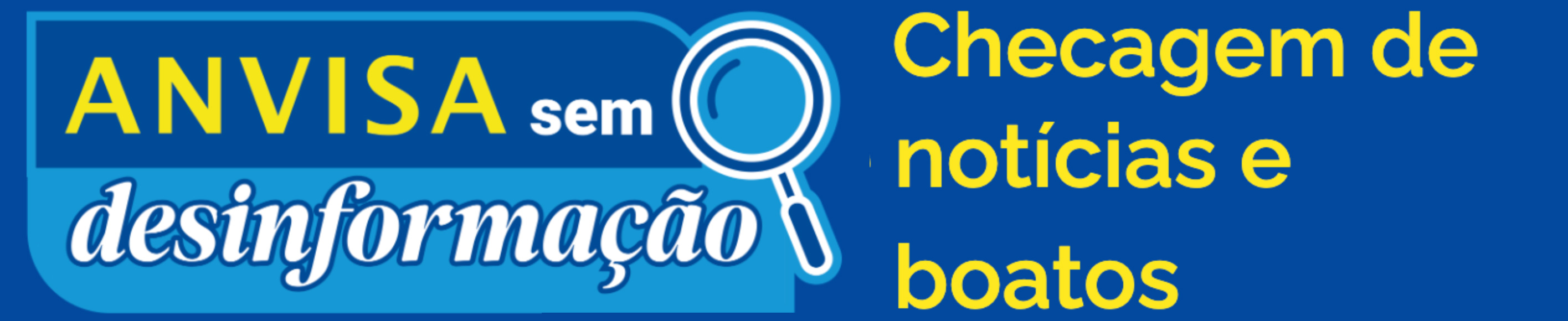 banner com o texto: Combate à Desinformação, com icones de lupa e checagem de fatos