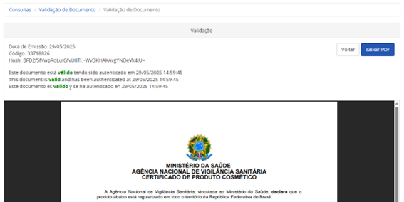 Imagem 8 - documento válido