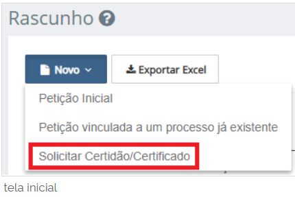 Tela inicial
