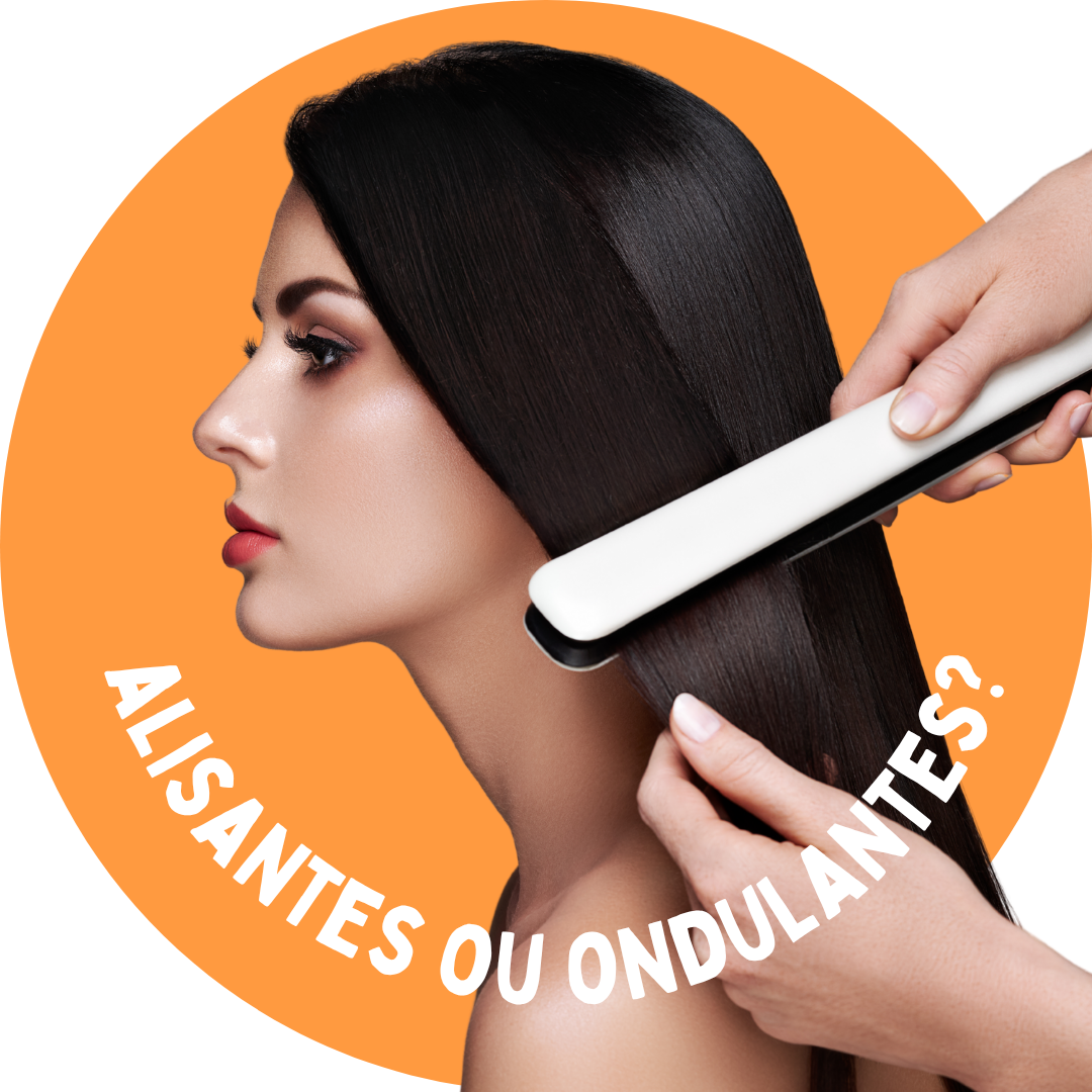 Alisantes ou ondulantes? Mulher fazendo chapinha no cabelo