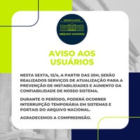 Aviso de interrupção nos sitemas