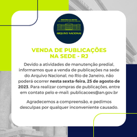 AVISO: Venda de publicações