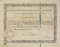 Diploma de sócio do IHGB