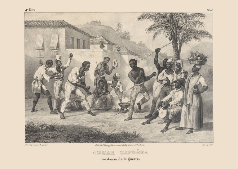 Jogar capoeira ou danse de la guerre.
