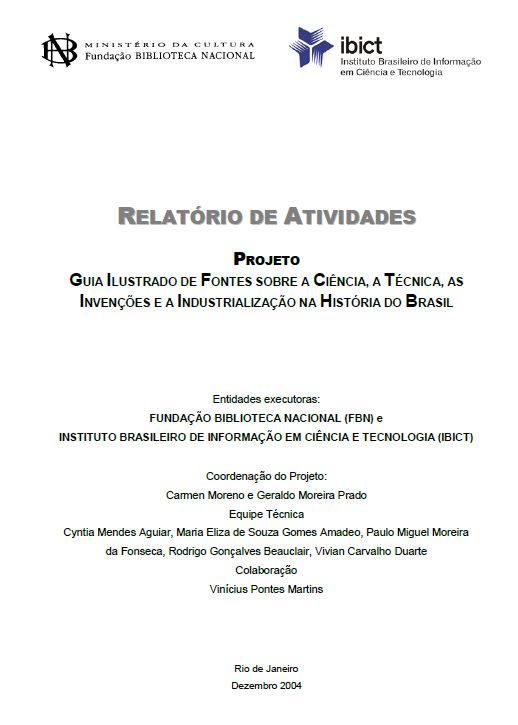 Projeto: Guia fontes sobre a ciência, a técnica, as invenções e ...