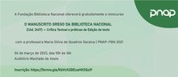 A Fundação Biblioteca Nacional oferecerá gratuitamente um minicurso presencial no mês de março