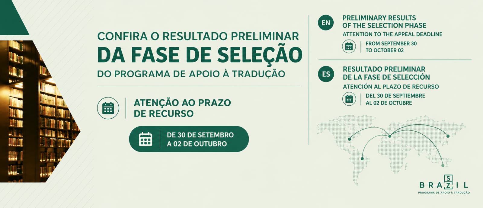 Resultado preliminar da fase de seleção do Programa de Apoio à Tradução e Publicação de Autores Brasileiros no Exterior se encontra disponível